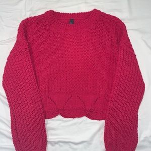 Francesca’s Hot Pink Cropped Sweater